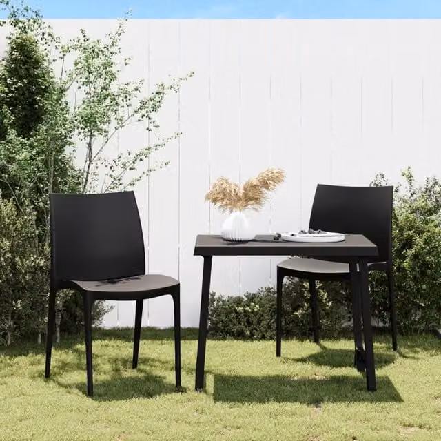 Berkfield Home Set of 2 Anthracite Polypropylene Garden Chairs, W: 50 cm, D: 46 cm, H: 80 cm
