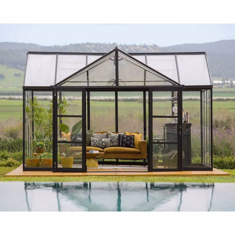Palram Triomphe Garden Chalet Greenhouse in Black, W: 454 cm, D: 380 cm, H: 285 cm – 2