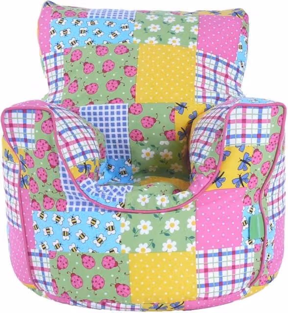 Bean Lazy Cotton Patchwork Ladybird Bean Bag Arm Chair for Toddlers in Multicolour