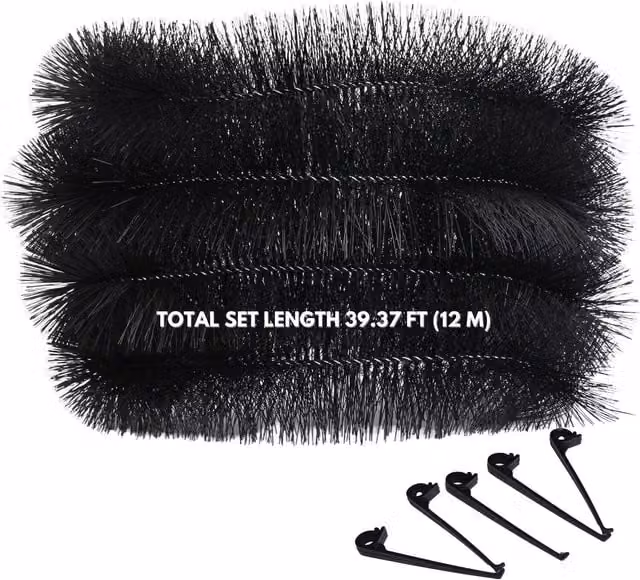 NOVECRAFTO Gutter Brush Pack with Leaf Guard and 5 Clips, Black
