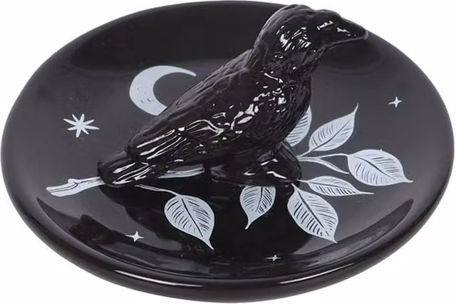 Uniqueful Mystic Raven Ceramic Trinket Dish in Black and White – 1