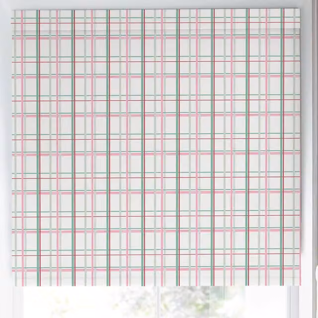 Laura Ashley Burford Check Made to Measure Blackout Roller Blind in Rose Pink and Multicolour