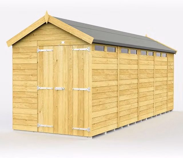 Buttercup Farm Apex Security Shed with Double Doors in Brown, W175 x D533 x H217 cm – 1