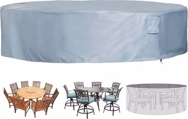 Gr8 Garden Waterproof Grey Polyester and PVC Large Round Outdoor Garden Table and Chairs Cover – 1