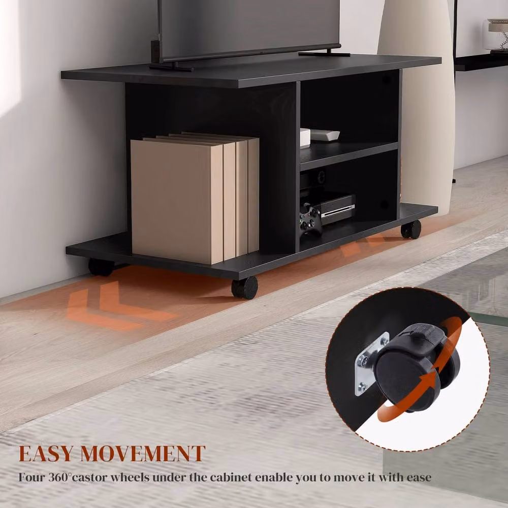 Wyld Haus Coro Black Mobile TV Storage Unit with Shelves W/D/H: 80 x 40 x 40 cm – 4
