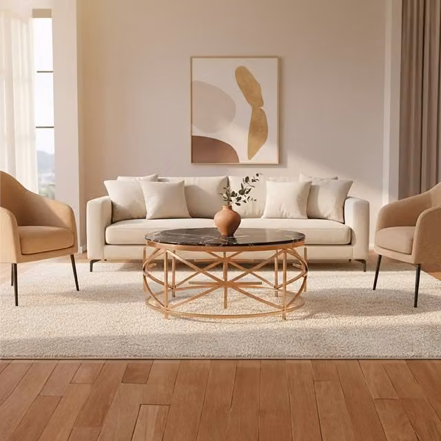 Orsina Black Marble and Gold Geometric Coffee Table – 1