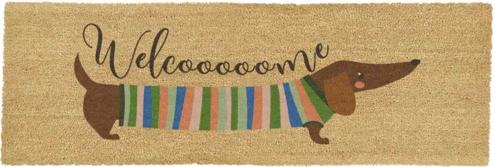 Artsy Mats Welcome Sausage Dog Coir Doormat in Beige, W: 120 cm, D: 40 cm – 3