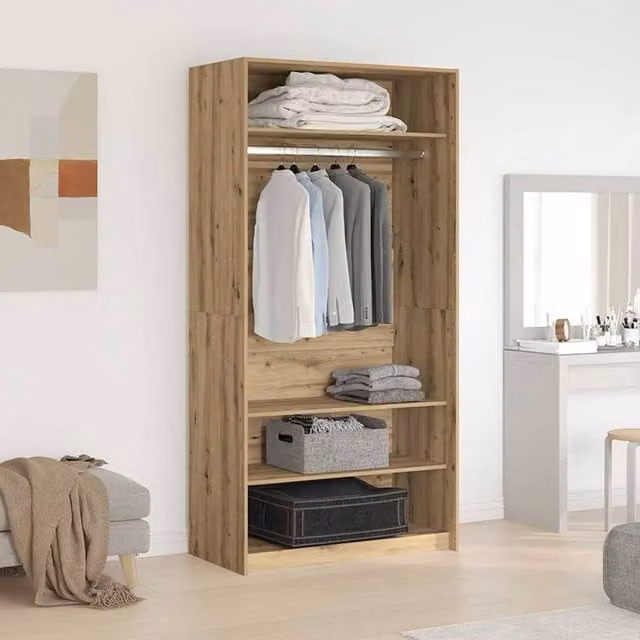 Berkfield Home Artisan Oak Wardrobe in Brown, W/D/H: 100 x 50 x 200 cm