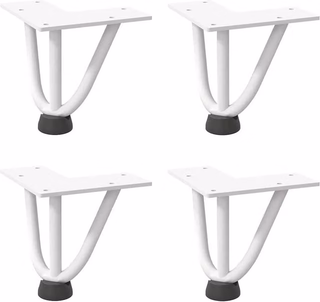 Berkfield Home White Solid Steel Hairpin Table Legs, 4 Pieces, Height: 10 cm