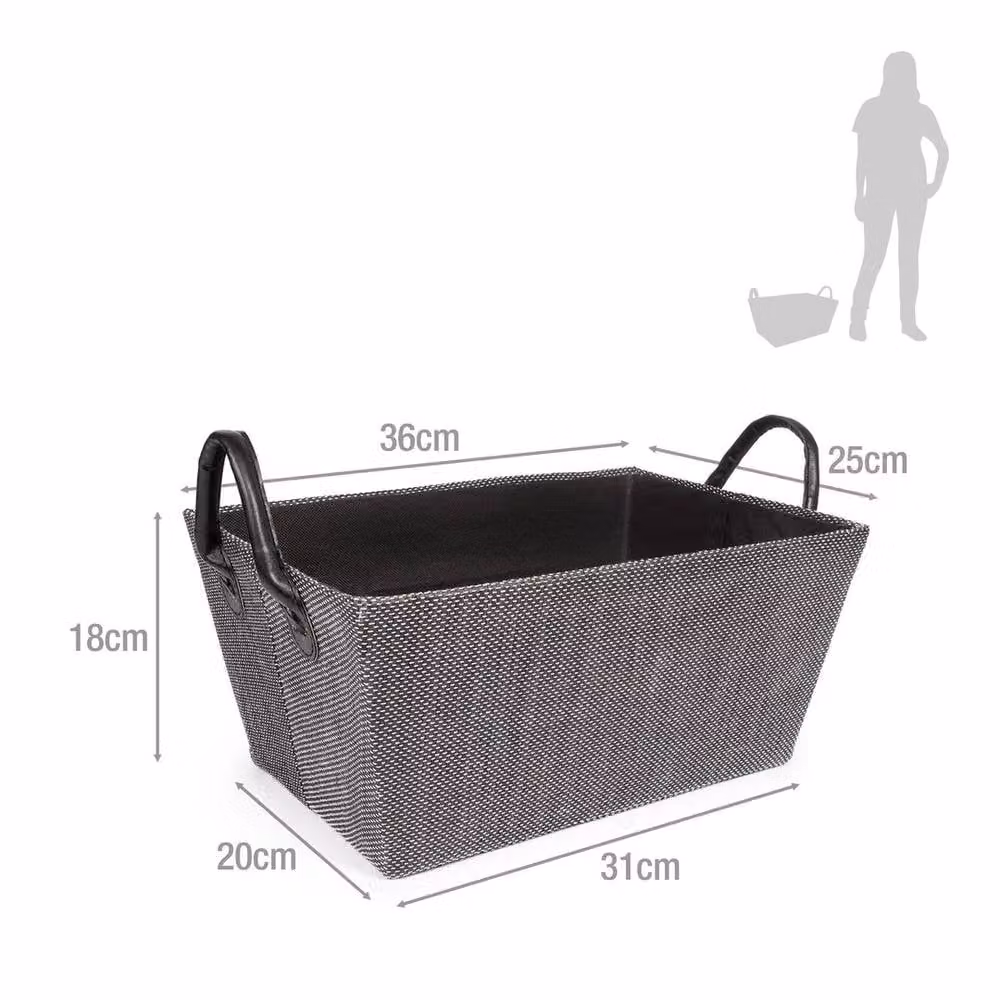 EONLION Set of 2 Grey Fabric and Cardboard Storage Baskets with Handles, Width: 50 cm – 2