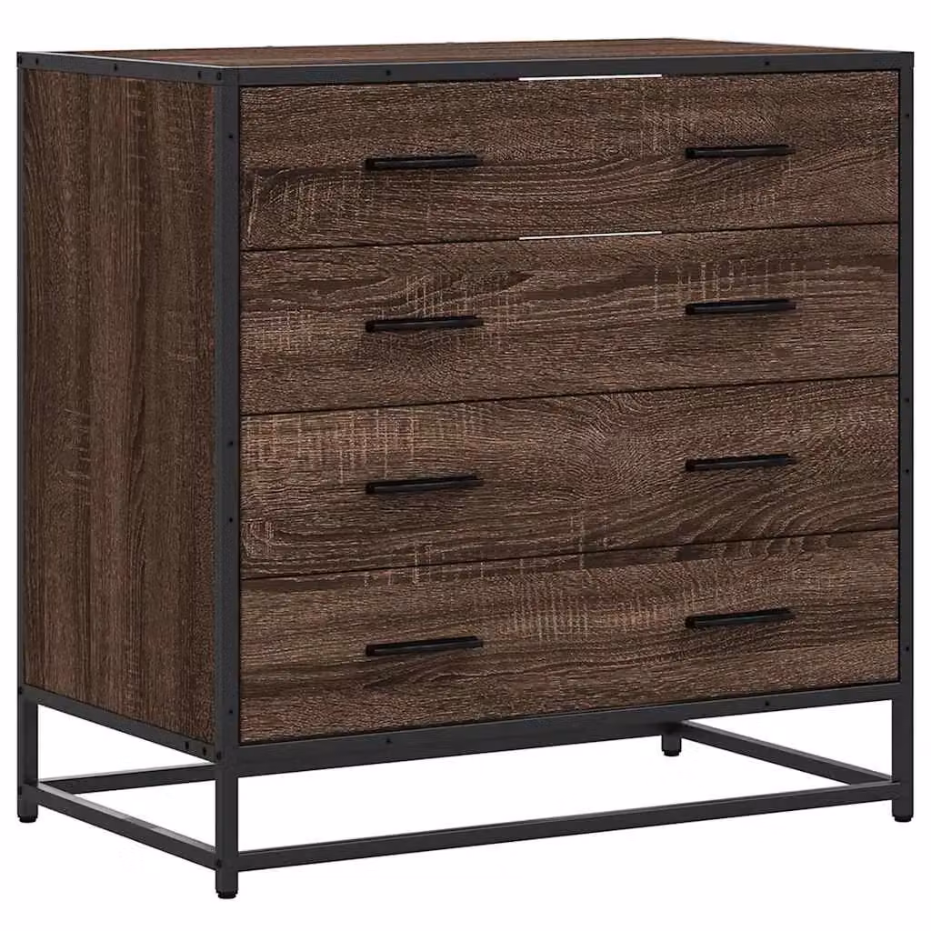 Berkfield Home Industrial Drawer Cabinet in Brown Oak, W/D/H: 70 x 41 x 70 cm – 2