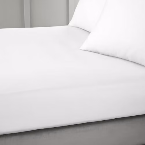 Bianca 400 Thread Count Cotton Mako Satin Fitted Sheet White W/D/H: 180 x 200 cm