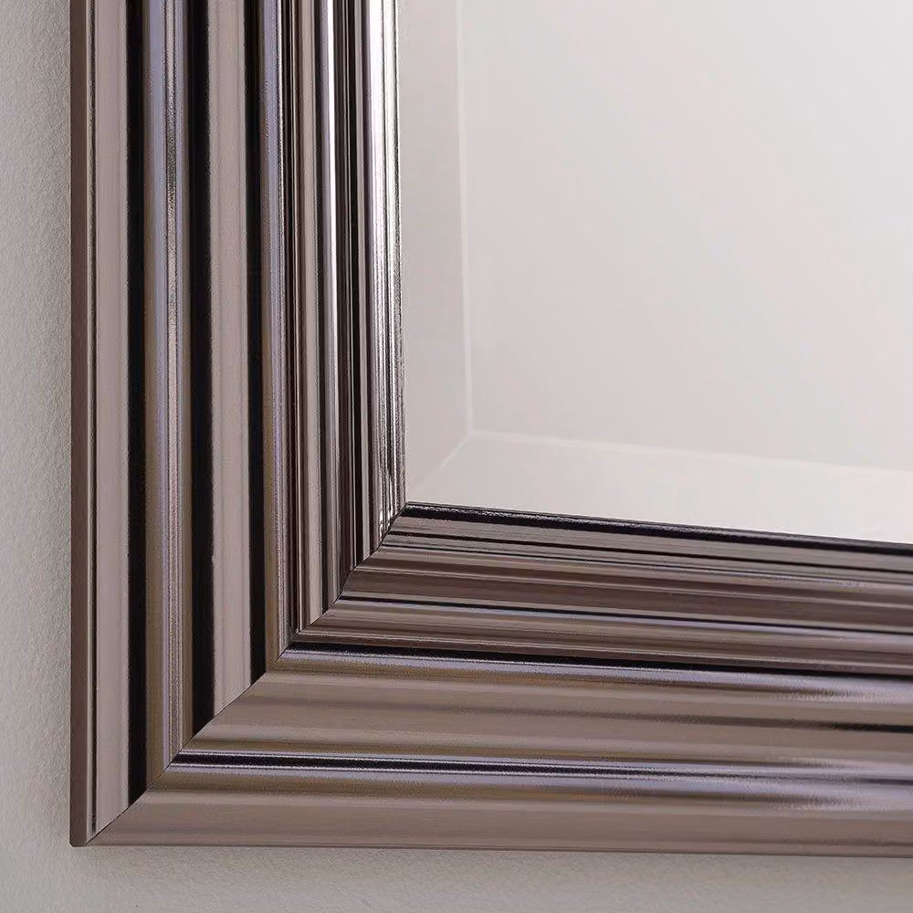 Yearn Mirrors Dark Chrome Minimalist Rectangular Wall Mirror in Silver, H 166.5 x W 75 cm – 2