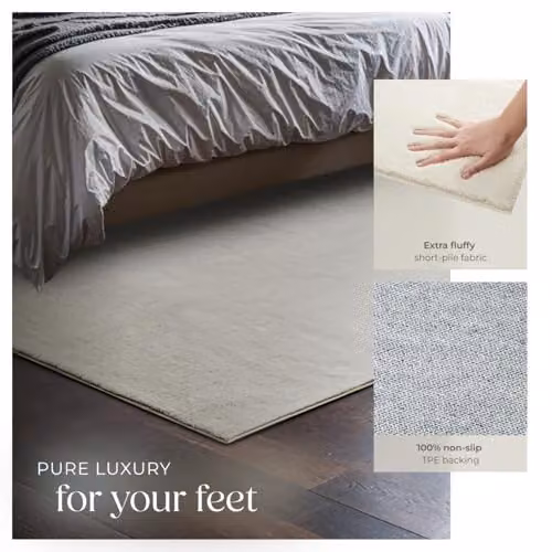 tectake Zonelle Fluffy Rug in Beige, Allergy-Friendly, Washable and Non-Slip, W/D: 120 x 170 cm – 4