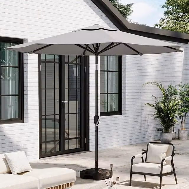 Breeins 3m Traditional Parasol with Fillable Base in Light Grey