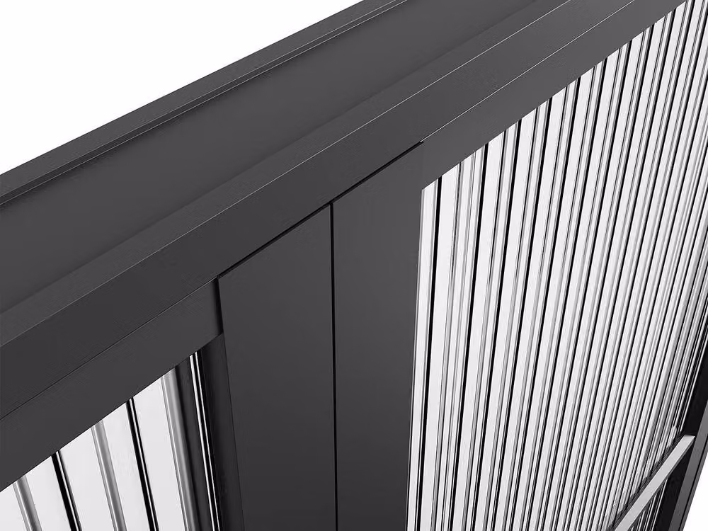 Vente-unique Reversible Double Swing Door Block in Black Aluminium and Textured Glass – 4