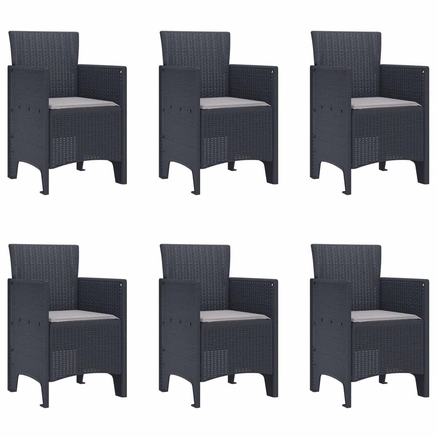 Berkfield Home 7 Piece Anthracite Poly Rattan Garden Dining Set with Cushions – 3