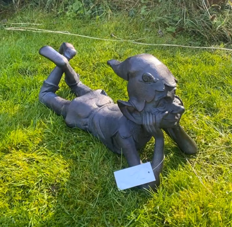 Inspirational Gifting Pixie Laying Garden Sculpture Ornament in Bronze Resin – 2