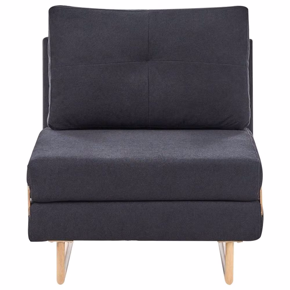 Wyld and Coco One Person Fold Out Sofa Bed in Black Fabric with 5 Position Reclining and Metal Frame – 2