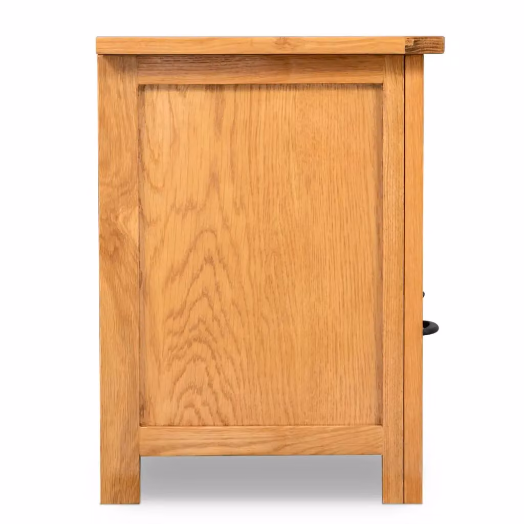 Berkfield Home Rustic Solid Oak TV Cabinet in Brown, W/D/H: 90 x 35 x 48 cm – 3