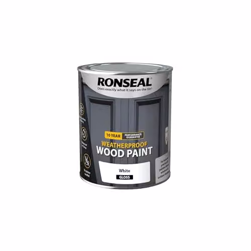 Ronseal Weatherproof Opaque Wood Paint White Gloss 0.75 l – 3