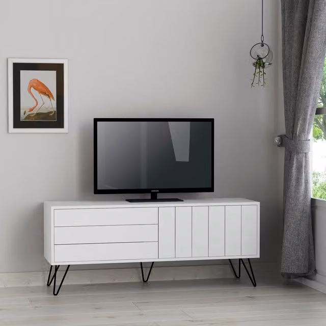 Decortie Picadilly Modern White Metal TV Stand