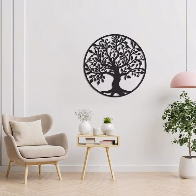 Decortie Tree of Life with Birds Metal Wall Decor, Black, 60 x 60 cm – 1