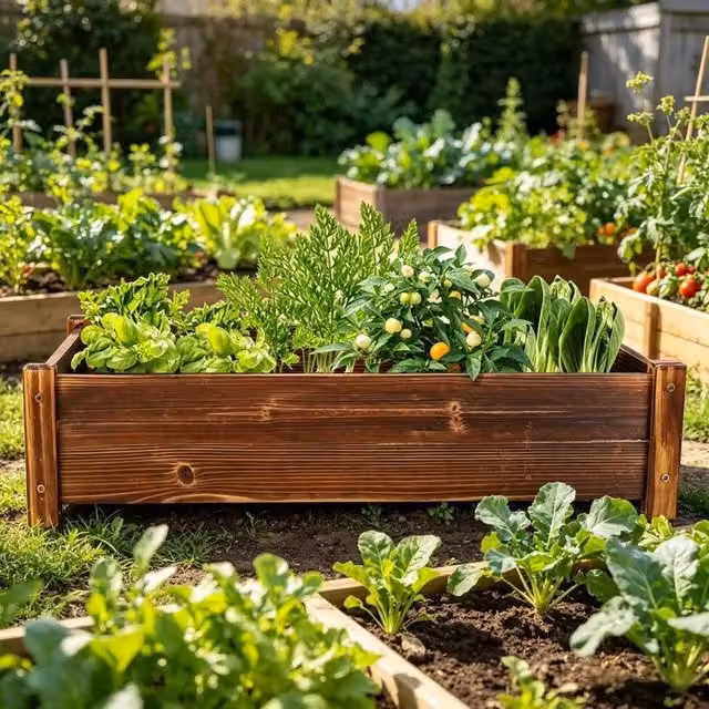 EONLION Wooden Patio Planter Window Box Timber Trough in Brown, W: 65.0 cm, D: 33.0 cm, H: 16.0 cm