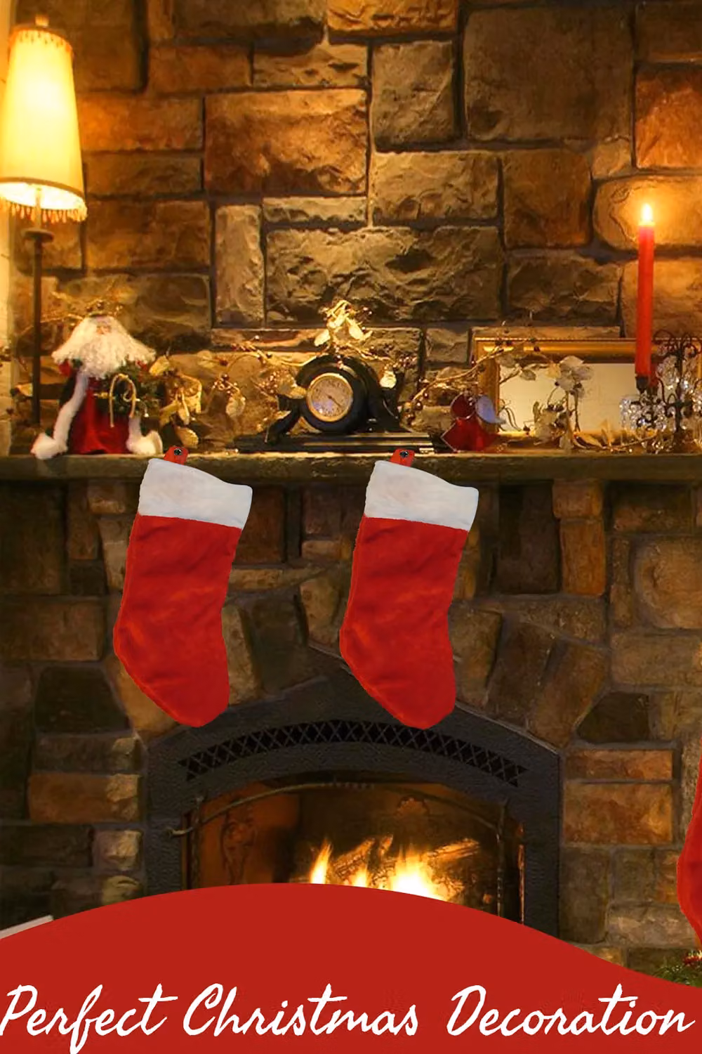 Neel Blue Classic Red and White Velvet Christmas Hanging Stocking – 4