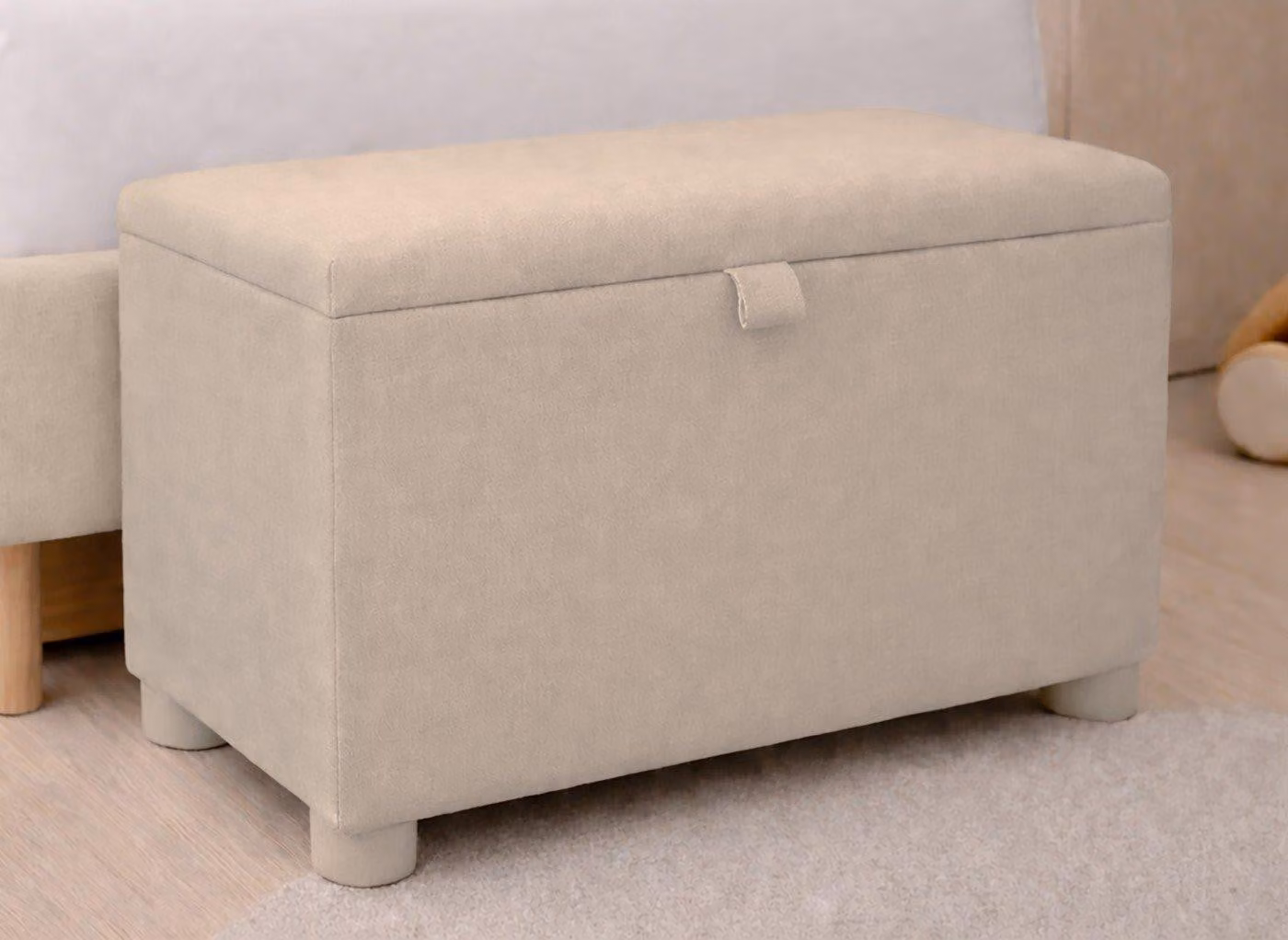 Dreams Ella Upholstered Teddy Storage Box with Lid in Beige