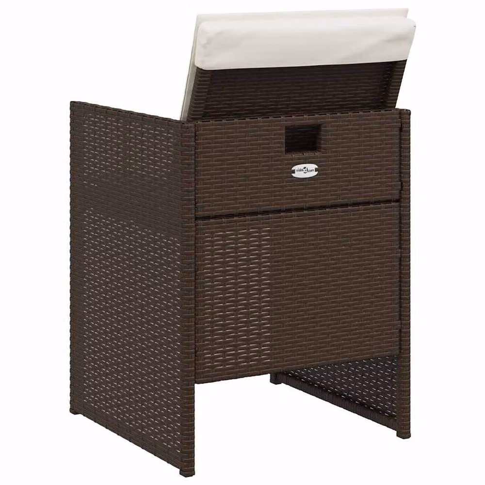 Berkfield Home 5 Piece Brown Poly Rattan Garden Dining Set with Glass Top and Cushions – 3