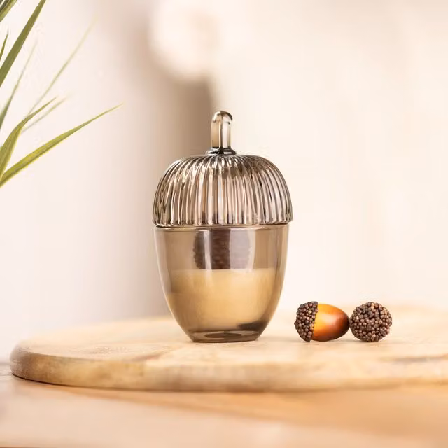 Marco Paul Brown Glass Acorn Candle Holder for Tealights and Tapers