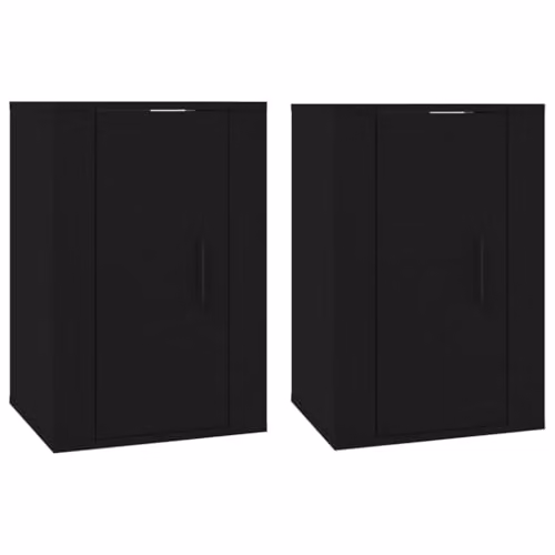 vidaXL Set of 2 Modern Wall Mounted Media Units in Black, W/D/H: 40 x 23.1 x 34.5 cm