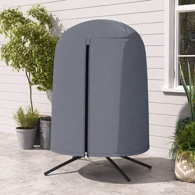 STILVORA Grey Oxford Fabric Egg Chair Cover with Zip, Water Repellent, W/D/H: 172 x 128 x 128 cm – 1