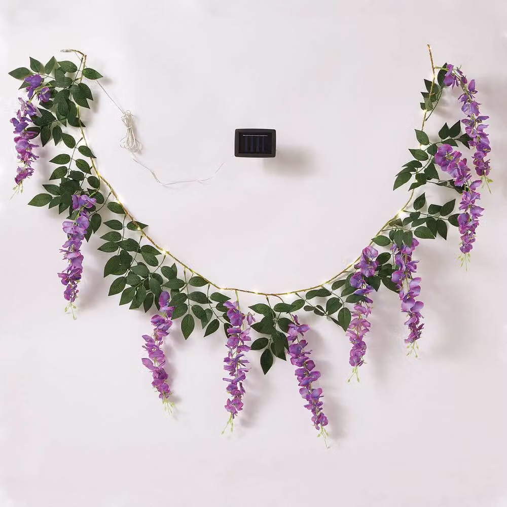 Gainsborough Solar Purple Wisteria Garland with 20 Warm White LEDs, L180cm – 2