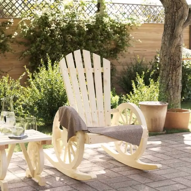 Berkfield Home Rocking Adirondack Chair in Light Oak Solid Wood – 1