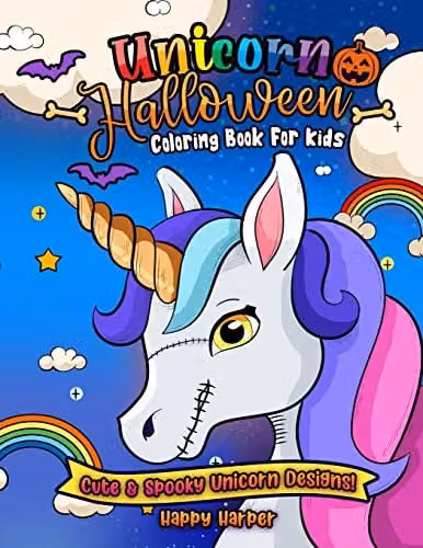 Happy Harper Unicorn Halloween Coloring Book with Cute and Spooky Designs for Children, Multicolour
