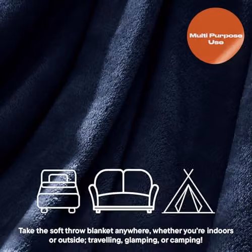 Brentfords Soft Fleece Throw Blanket, Blue, W/D/H: 120 x 150 cm – 3