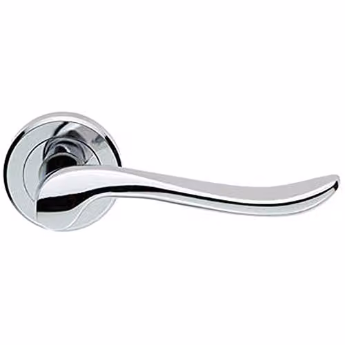 Loops Pair Scroll Shaped Lever Handle on Round Rose with Concealed Fix, Polished Chrome