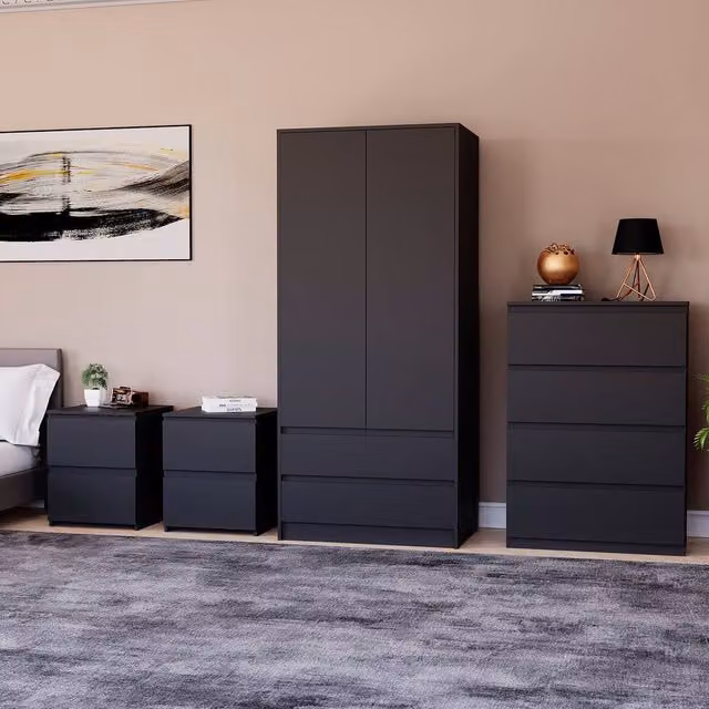 Vida Designs Modern Black 4 Piece Bedroom Set