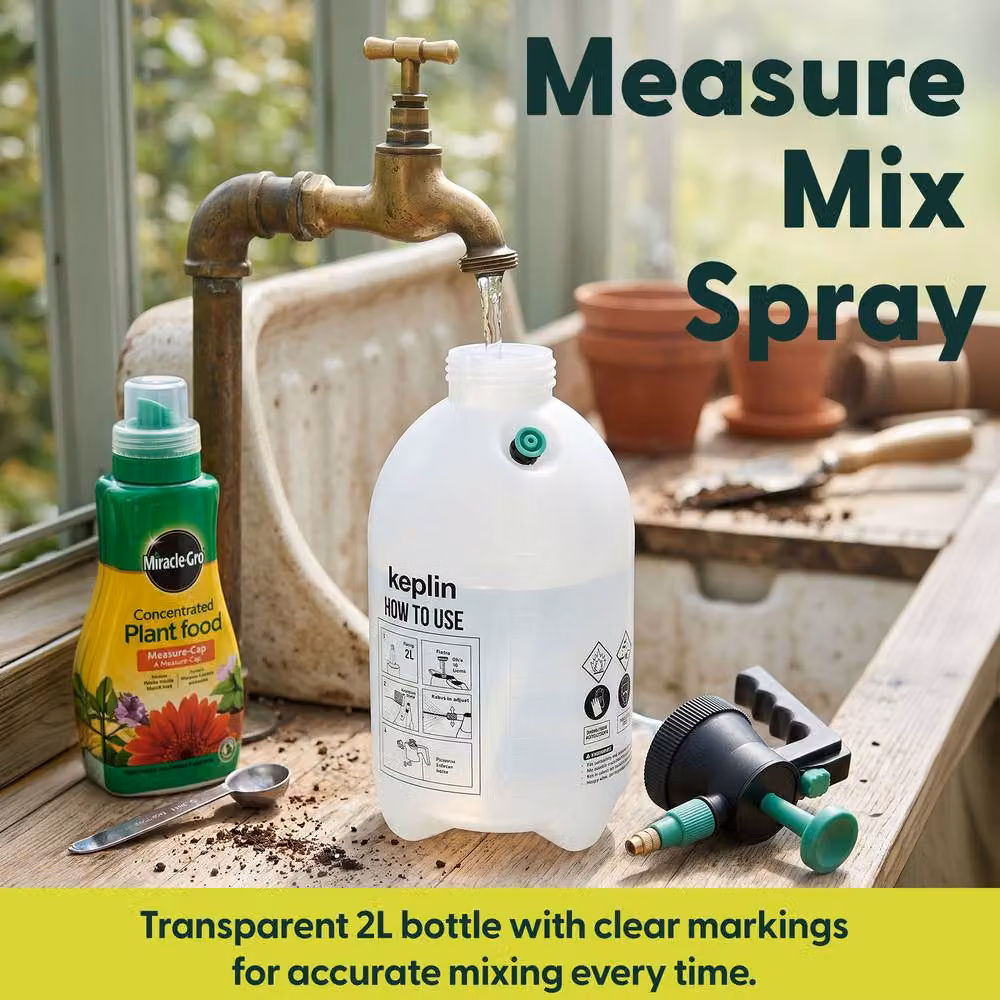 Keplin 2L Manual Pressure Sprayer in White and Transparent – 6
