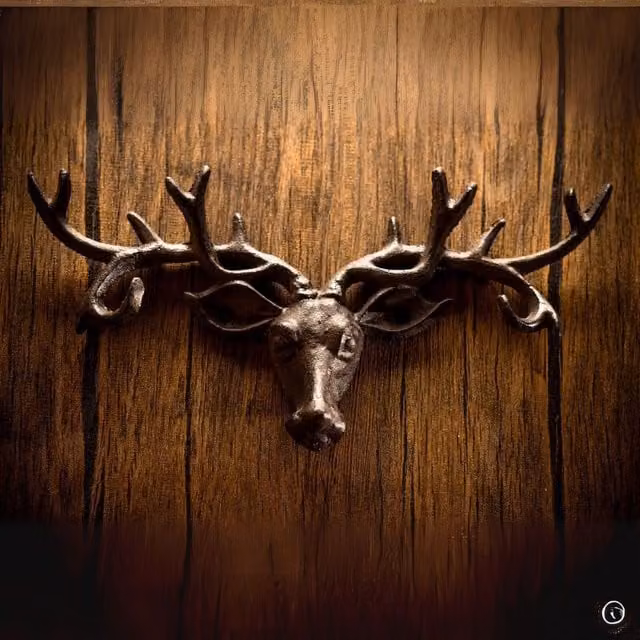 Marco Paul Iron Wall Mounted Stag Coat Rack with 6 Hooks in Matt Bronze – 1