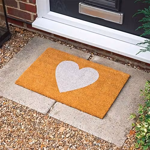 Nicola Spring White Heart Coir Door Mat Set of 2, W: 60 cm, D: 40 cm – 2