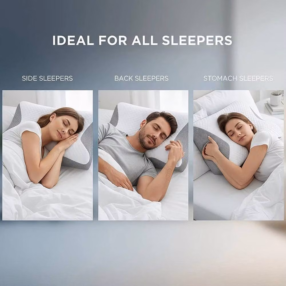 PAWNORA 2in1 Ergonomic Adult Pillow in Grey and White – 3