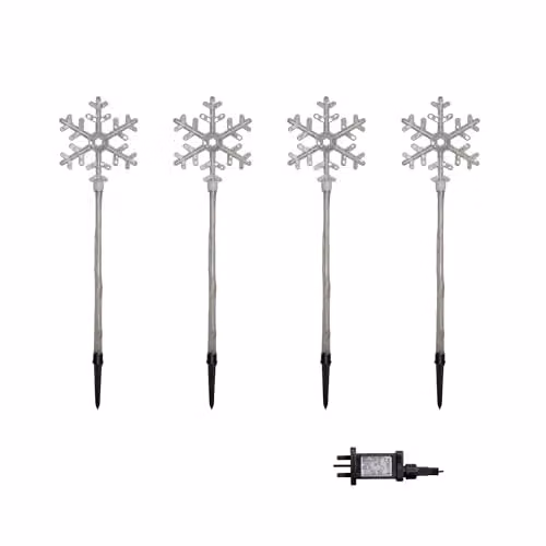 Samuel Alexander Set of 4 White LED Plastic Crystal Snowflake Pathfinder Christmas Lights, 69 cm – 4