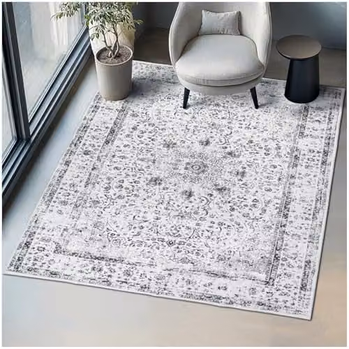 tectake Vintage Oriental Pattern Washable Rug with Non-Slip Base, W: 200 cm, D: 274 cm – 1