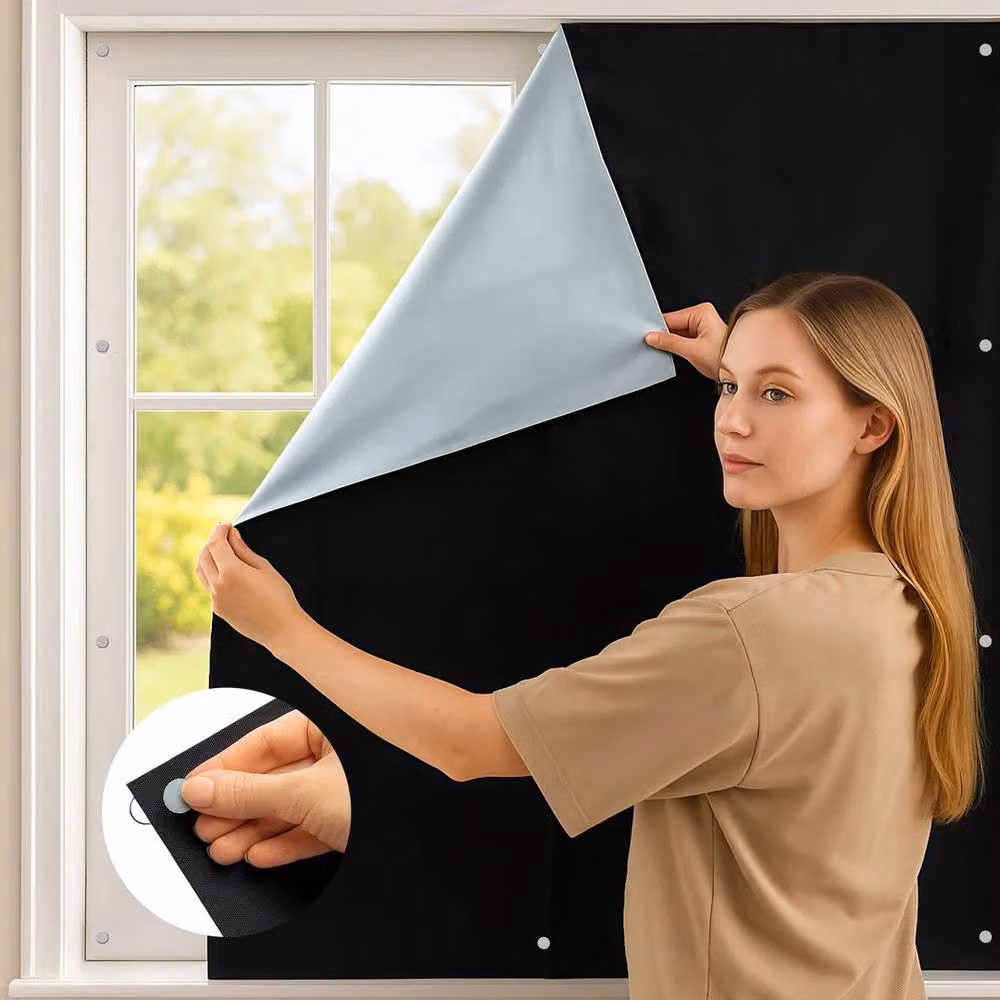 NESTLUNE Blackout Blinds for Windows, Thermal Insulating, Black, W: 200 cm, H: 145 cm – 4