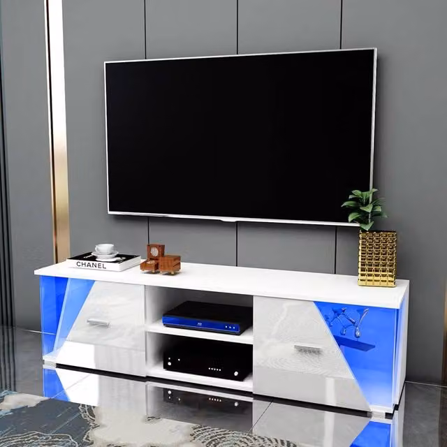 Dprodo High Gloss White TV Unit Cabinet and Stand – 1