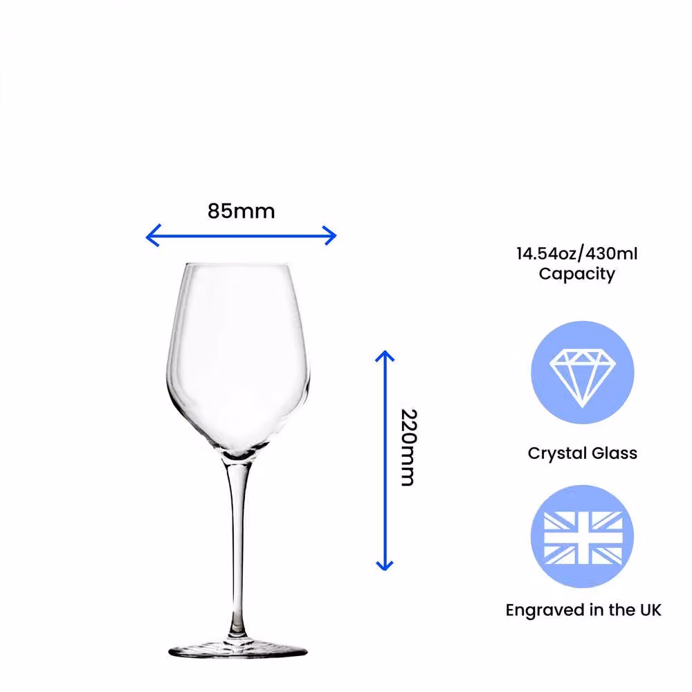 Inalto Tre Sensi Personalised Engraved Wine Glass, Silver Finish, 430 ml, Clear – 2