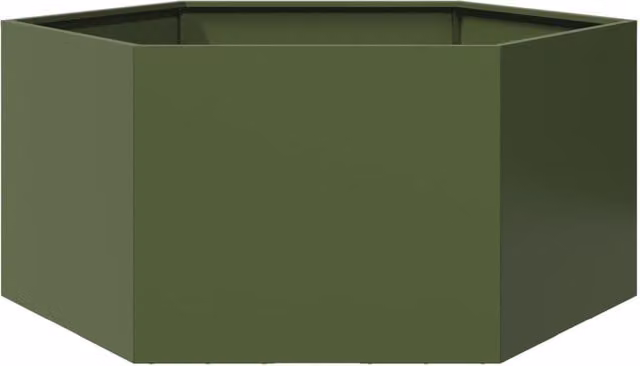 Berkfield Home Steel Hexagon Garden Planter, Green, W: 104 cm, D: 90 cm, H: 45 cm